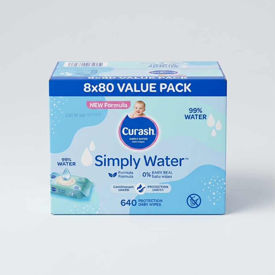 Curash Simply Water Wipes 8X80CT