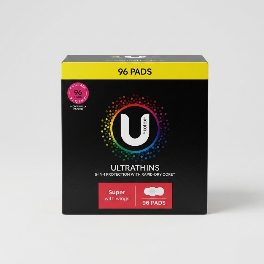 U By Kotex Ultrathin Super Pads With Wings 96PK