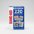 Band-aid Assortment Pack 220 Count (50 x Plastic, 50 x Fabric, 40 x Clear, 40 x Tough Strips, 40 x Extra-Wide Plastic)