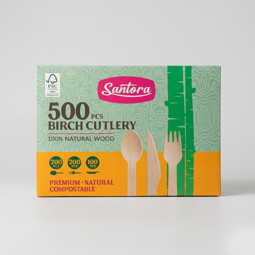 Santora Birch Cutlery 500 CT(200pcs Spoon, 200pcs Fork, 200pcs knife)