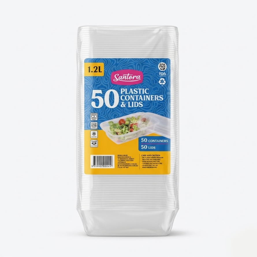 Santora Plastic Containers W/Lids 50 Packs