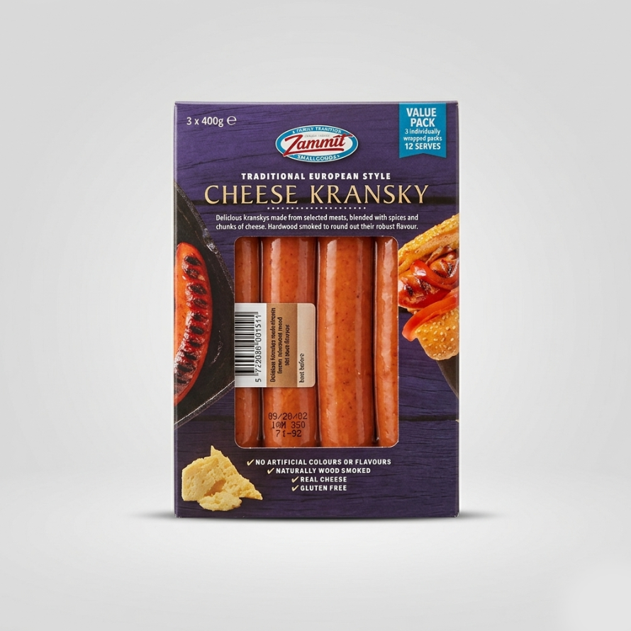 Traditional European style Cheese Kransky Sausage